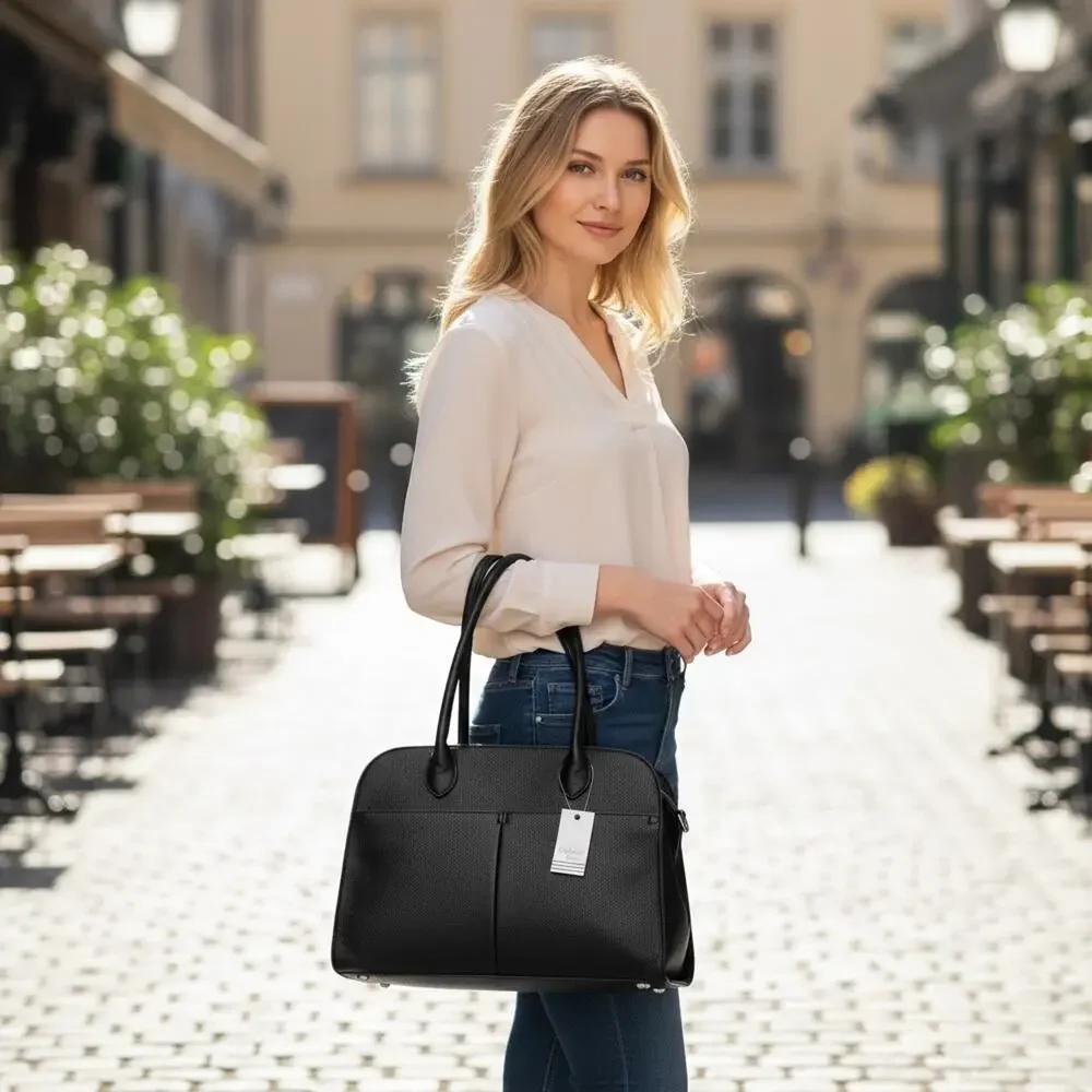 OPHELIA ROE Women’s Black Buckle Tote Bag - Picture 1 of 6